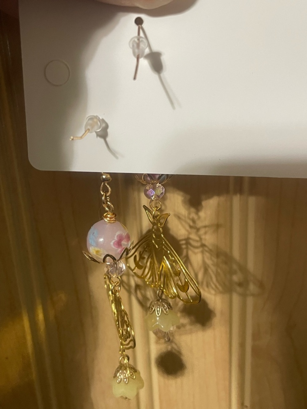 Handmade ‘Spring Flutter’ Floral Moth Earrings - Picture 7 of 8